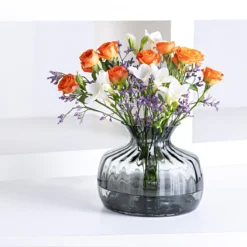 Cushion Medium Smoke Vase -Best Glassware Store cushion vase grey mood 006