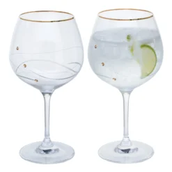 Glitz Gold Gin & Tonic Copa, Set Of 2