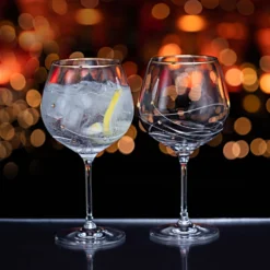 Glitz Gold Gin & Tonic Copa, Set Of 2 -Best Glassware Store st3305 13 n p mood